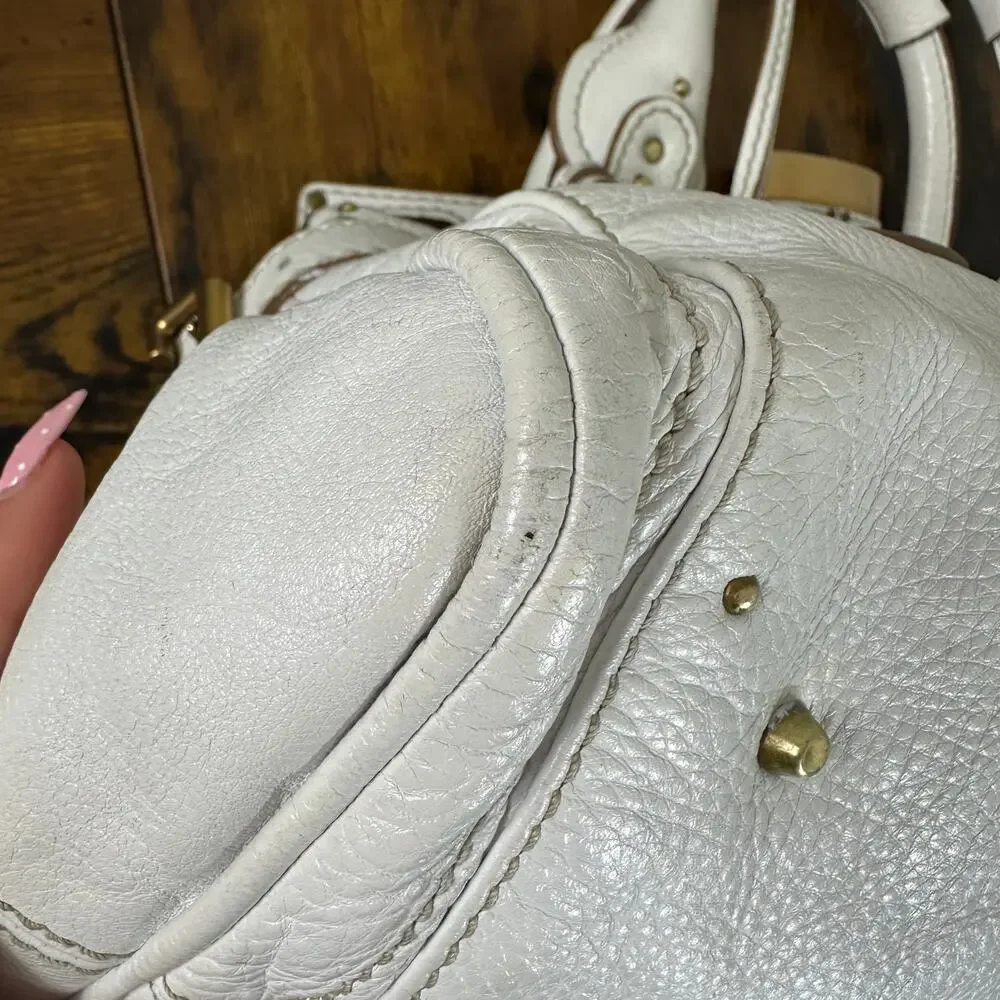 Chloe Paddington White Leather Satchel Bag Vintage Authentic - Picture 15 of 16